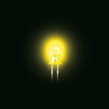 LED 5mm, standard, žuta
